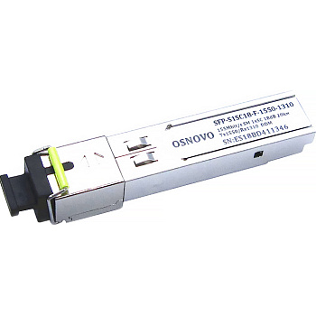 OSNOVO SFP-S1SC18-F-1550-1310 Трансивер/ OSNOVO Оптический SFP Модуль, одно волокно SM, до 155 мбит/