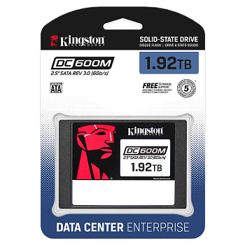 Твердотельный накопитель/ Kingston SSD DC600M, 1920GB, 2.5" 7mm, SATA3, 3D TLC, R/W 560/530MB/s, IOP