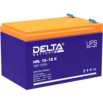 Батарея DELTA серия HRL-X, HRL 12-12 X, напряжение 12В, емкость 12Ач (разряд 10 часов),  макс. ток р