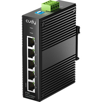 Cudy IF1005 Промышленный коммутатор/ 5-Port 10/100M Aluminum Industrial Switch, 4 10/100M Ports, 1 1