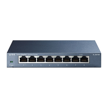 TP-Link TL-SG108 Коммутатор/ 8-port Desktop Gigabit Switch, 8 10/100/1000M RJ45 ports, metal case
