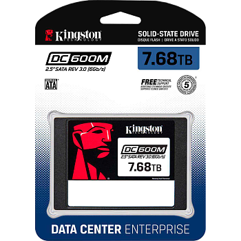 Твердотельный накопитель/ Kingston SSD DC600M, 7680GB, 2.5" 7mm, SATA3, 3D TLC, R/W 560/530MB/s, IOP