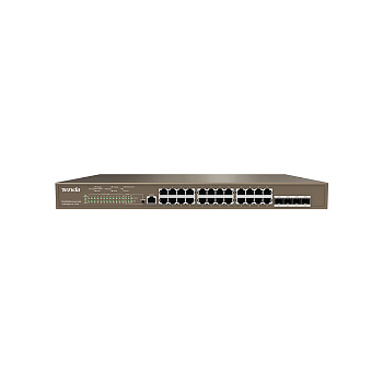 Tenda G5328P-24-410W Управляемый PoE коммутатор третьего уровня с 24 гигабитными портами PoE, 4 порт