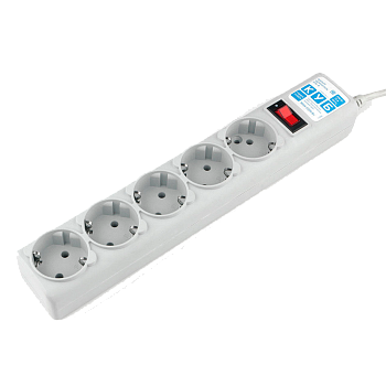 Фильтр-удлинитель Power Cube B 3.0 м 5 розеток (серый) 10А/2,2кВт/ Surge protector Power Cube B 3.0 