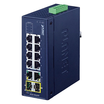 PLANET IFGS-1022TF коммутатор/ PLANET IFGS-1022TF IP30 Industrial 8-Port 10/100TX + 2-Port Gigabit T