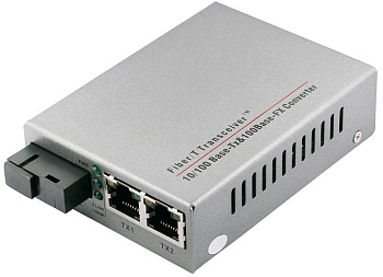 OSNOVO OMC-100-21S5b Медиаконвертер/ OSNOVO Медиаконвертер FE, 2*10/100Base-T, 1 оптический порт (SC