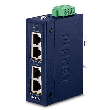 PLANET IPOE-260 инжектор/ PLANET IPOE-260 Industrial 2-port 10/100/1000T 802.3at PoE+ Injector (-40~