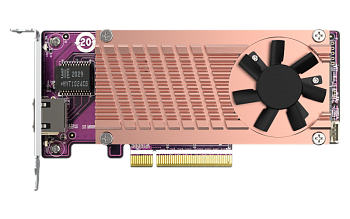 карта расширения/ QNAP QM2-2P10G1TB Marvell AQC113C PCIe Gen3 x8, Dual M.2 2280 PCIe Gen3 x4 NVMe, L