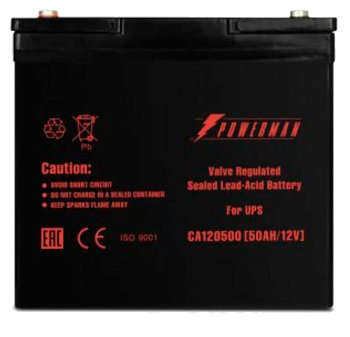 Батарея POWERMAN Battery CA12500, напряжение 12В, емкость 50Ач, макс. ток разряда 500А, макс. ток за