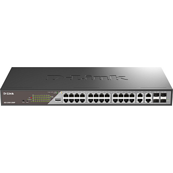 D-Link DSS-200G-28MP/A1A Сетевой коммутатор/ Smart L2 Surveillance Switch 24х1000Base-T PoE, 4xCombo