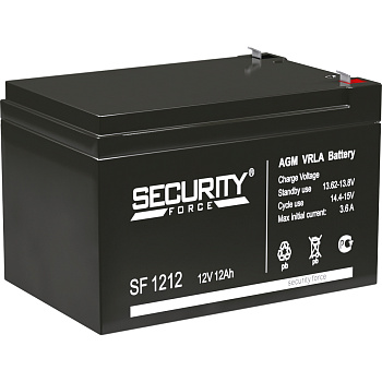 Батарея SECURITY FORCE серия SF, SF 1212, напряжение 12В, емкость 12Ач (разряд 20 часов),  макс. ток