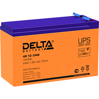 Батарея DELTA серия HR-W, HR 12-24 W, напряжение 12В, емкость 6Ач (разряд 20 часов),  макс. ток разр