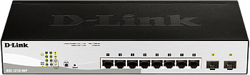 D-Link DGS-1210-08P/G3A Коммутатор/ Настраиваемый L2 PoE-коммутатор, 8x1000Base-T PoE, 2х1000Base-X 